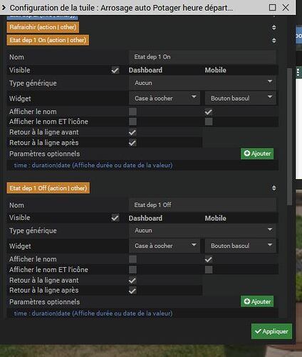 Config cde heure départ