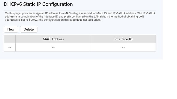 DHCPv6 Static IP Config