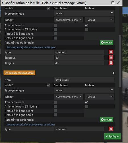 Config cde affichage relais virtuel
