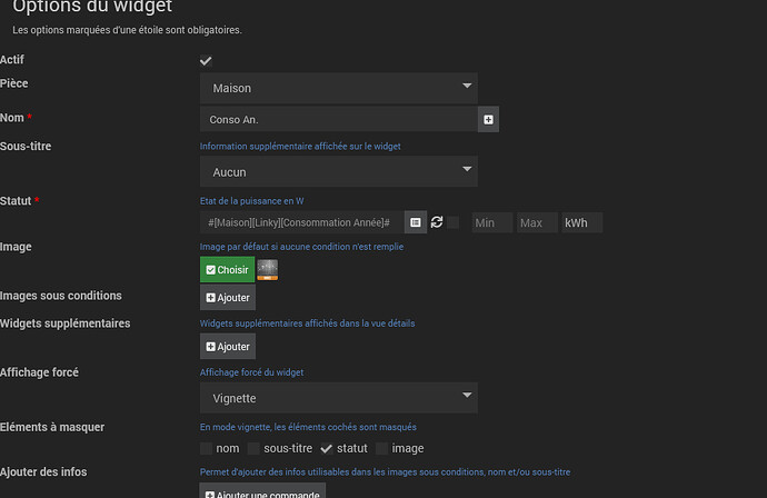 Widget énergie