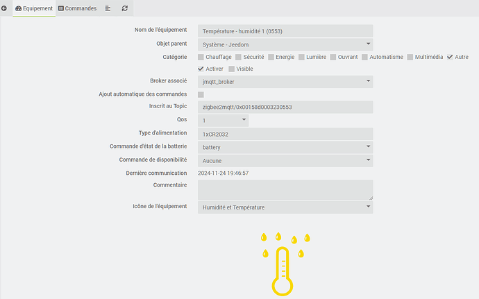 Configuration de l'équipement