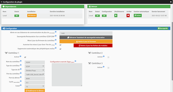Zigbee_configuration du plugin