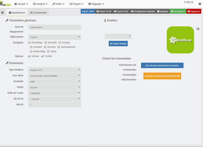 Copie écran équipement