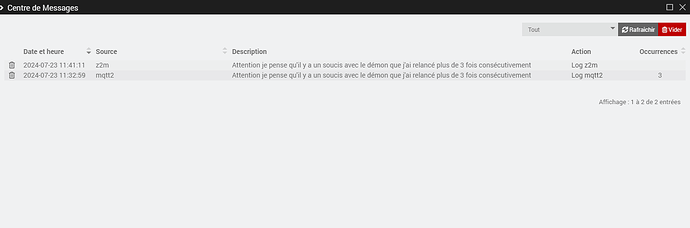 Messages des 2 Plugins
