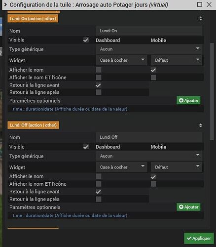 Config cde jours