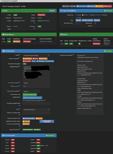 Capture d'écran plugin mqtt