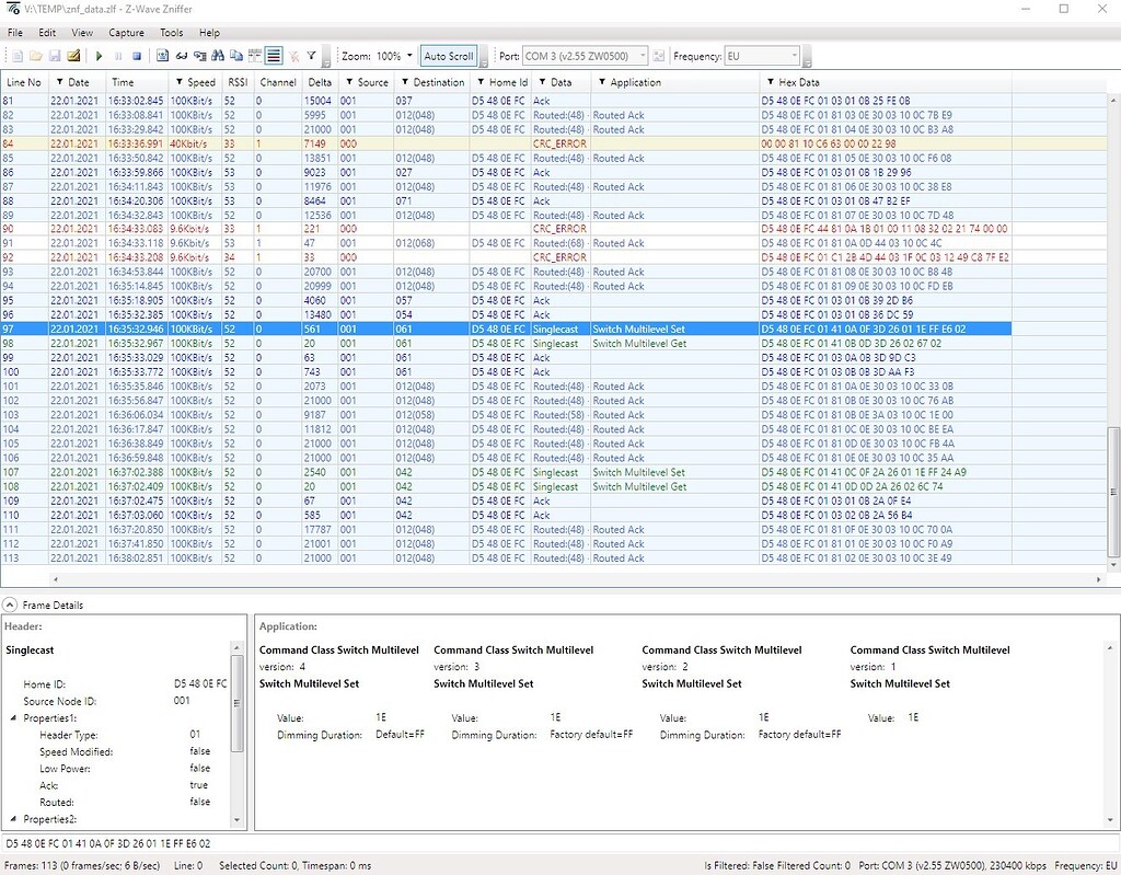 Installer l'utilitaire Zniffer ZWave de Sigma Designs pour scruter les