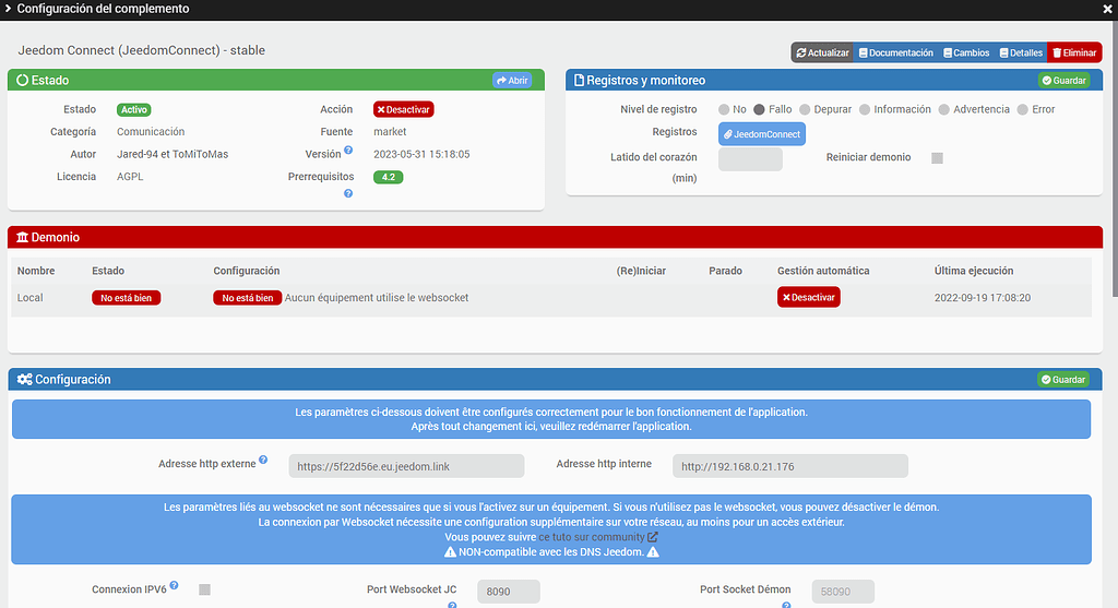 Error starting daemon communication communaut jeedom
