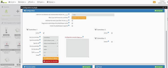 Vue Controleur Zigbee