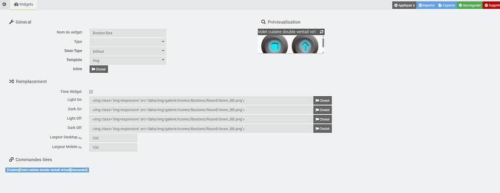 Création widget 3 boutons volet roulant - Widgets - Communauté Jeedom