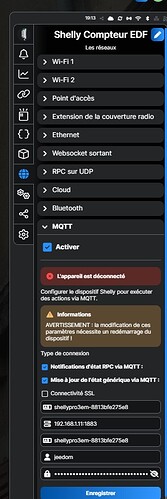 shelly PARAMETRES MQTT