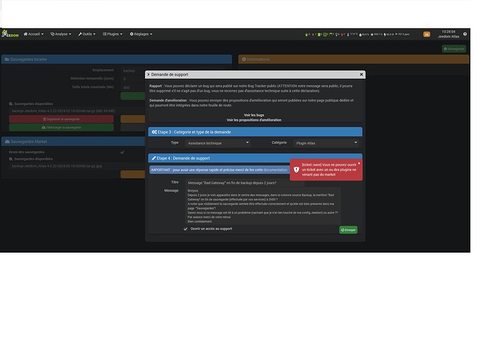 Msg Bad gateway et support