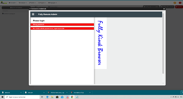 Capture d’écran résultat a partir de jeedom plugin fully kiosk et menu configuration tablette