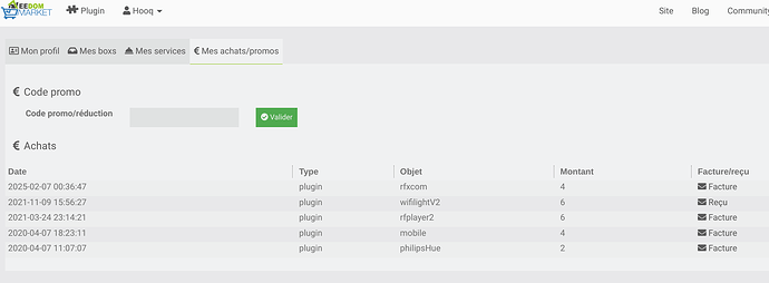 facture plugins jeedom