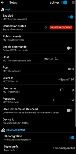 Capture d'écran mqtt NSpanel