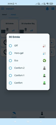 vue jeedom connect des widgets