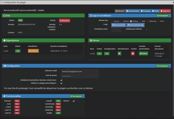 après avoir cliqué sur l'engrenange dans santé