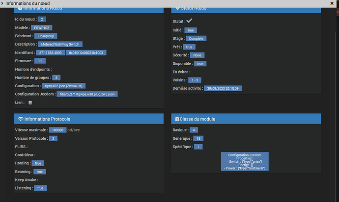 informations noeud fibaro