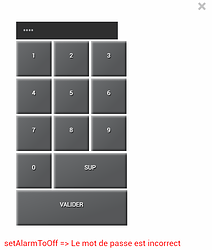 code deverouillage alarme incorrect