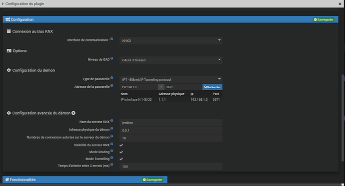 config jeedom recherche OK