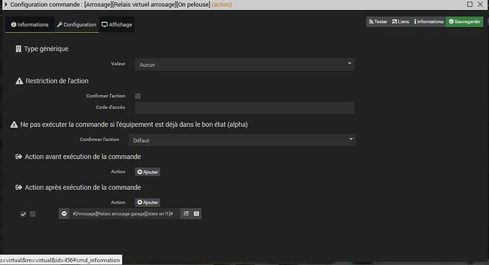Config commande on ou off