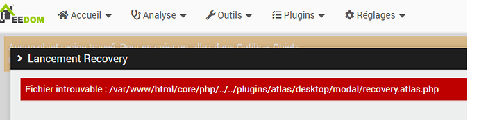 Erreur atlas recovery