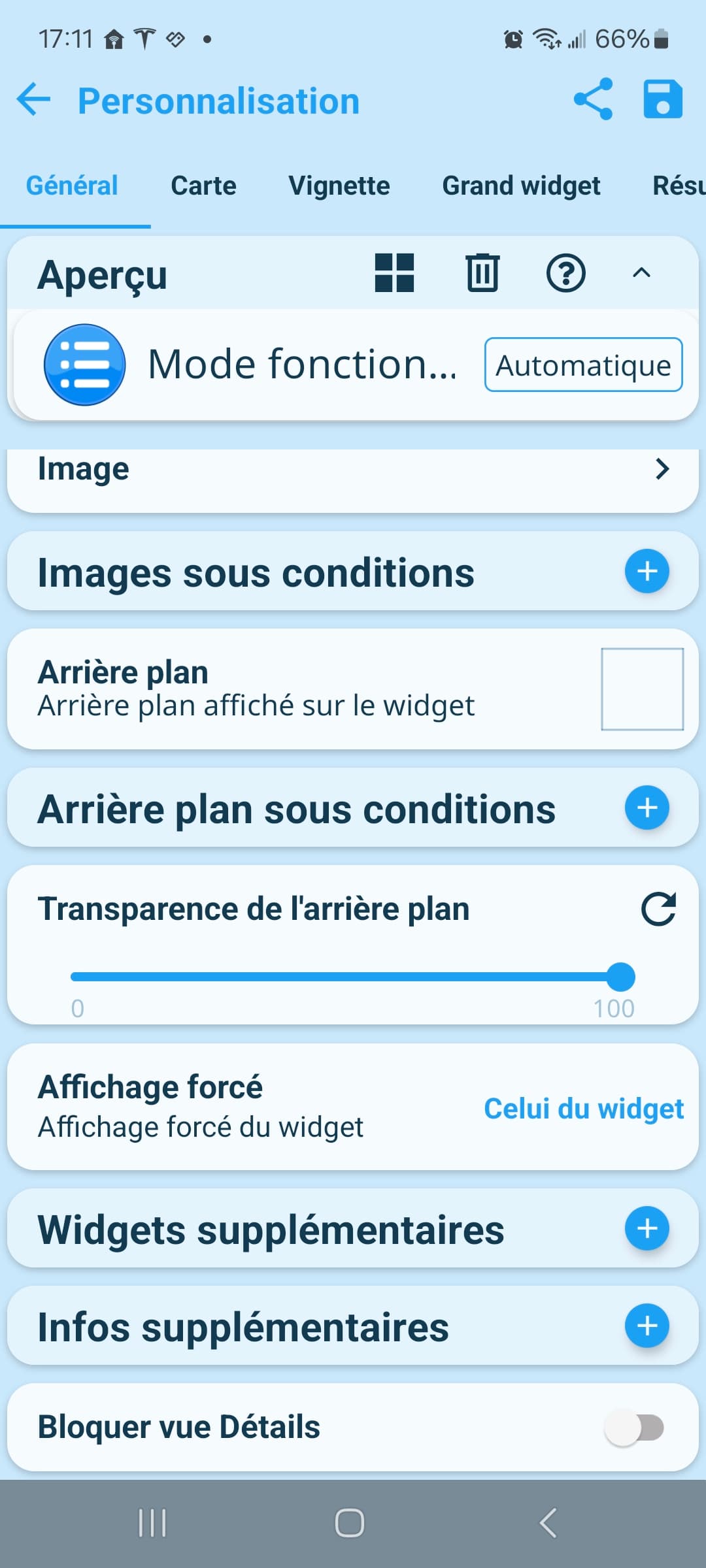 Configuration Différente pour un même widget attaché dans 2 appareils ...
