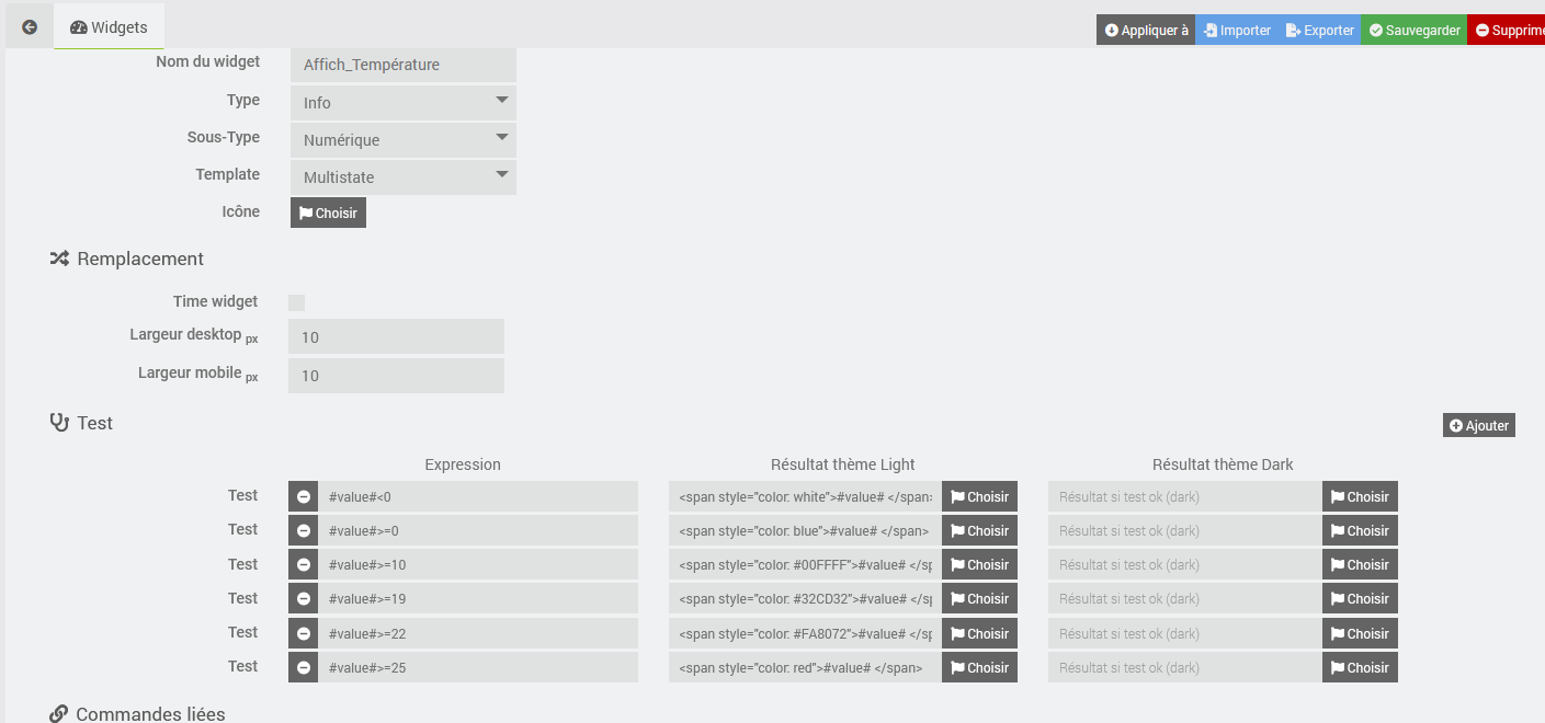 Code des widgets - Widgets - Communauté Jeedom