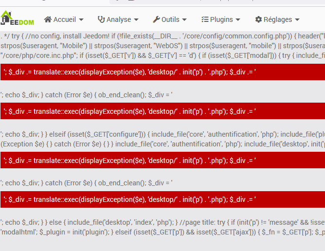 Page synthèse assez étrange Utilisation du core de Jeedom