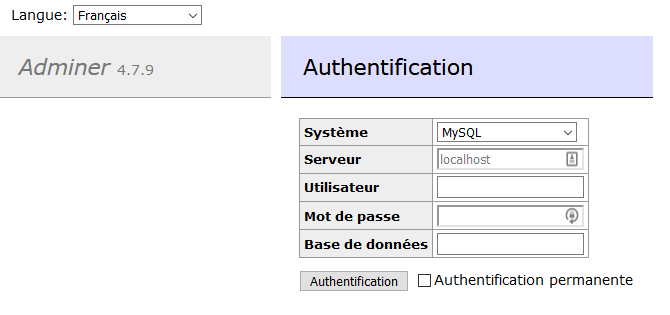 Screenshot_2021-02-10 Authentification - Adminer