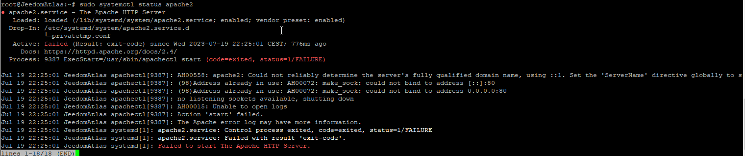Failed to start The Apache HTTP Server - Utilisation du core de Jeedom ...