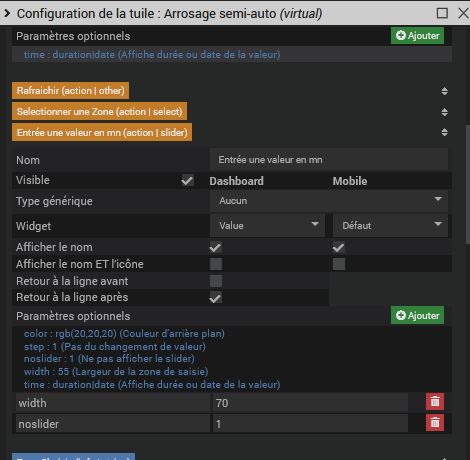 Config affichage cde semi-auto