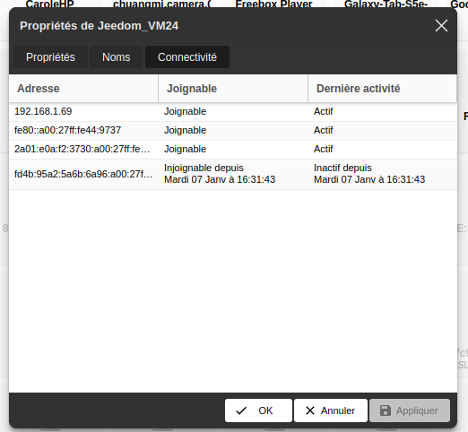 JeedomVM24 vu par mafreebox