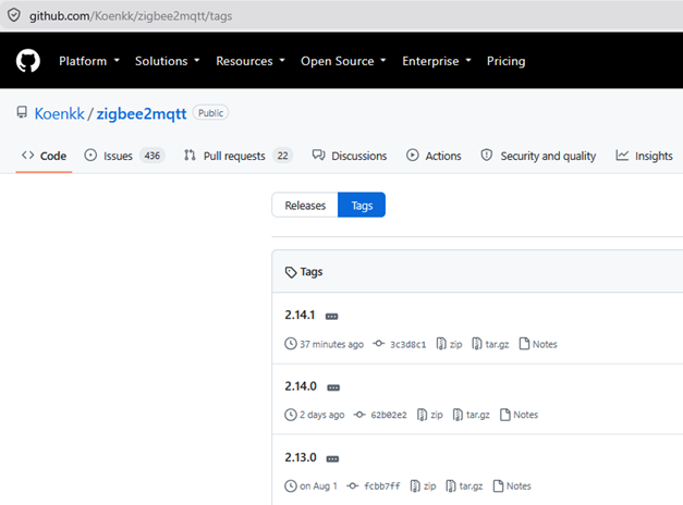 Jeezigbee-zigbee2mqtt-version
