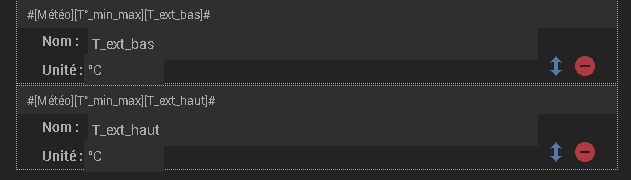 Commandes dans le widget